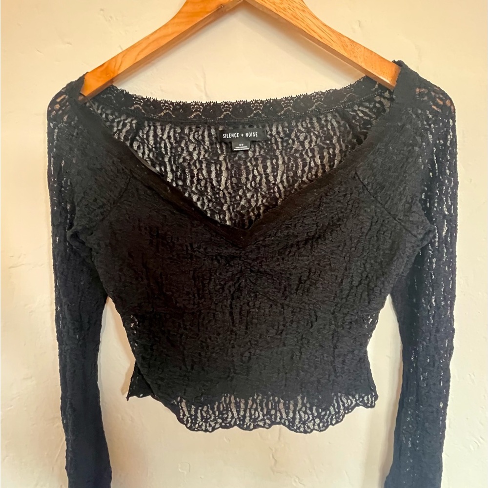 Urban Outfitters Black Lace Long Sleeve Blouse